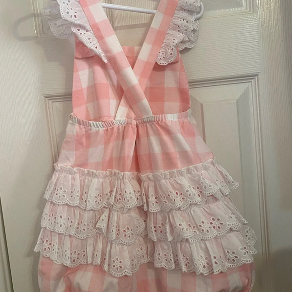 NWT Darling Mae Gingham Ruffle Butt Bubble Romper - Picture 2 of 8